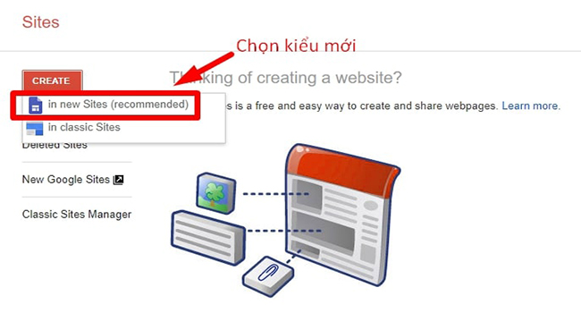 Tạo trang web theo kiểu mới